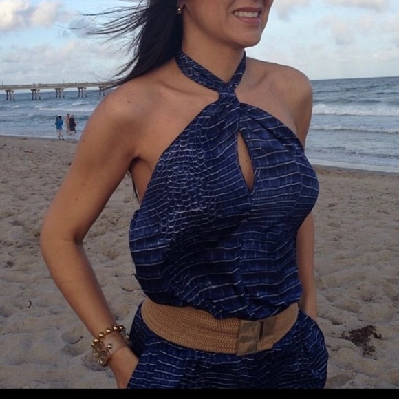 BCBG Max Azria Caslon Blue Crocodile Print Romper! - Picture 2 of 4